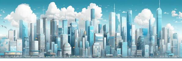 City, background, flat design, horizontal composition, architecture. photo