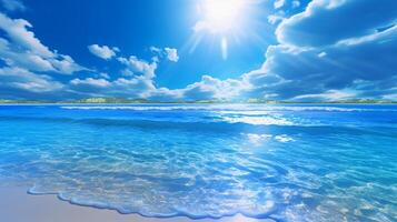 A beautiful beach with crystal blue water and white sand. photo