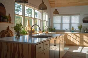 Detail interior view of kitchen. photo