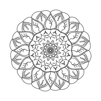circular modelo flor de mandala diseño con mano dibujado. único diseño con pétalo flor. vector mandala floral patrones con negro y blanco antecedentes.