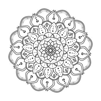 circular modelo flor de mandala diseño con mano dibujado. único diseño con pétalo flor. vector mandala floral patrones con negro y blanco antecedentes.