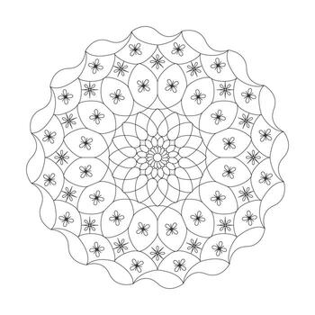 circular modelo flor de mandala diseño con mano dibujado. único diseño con pétalo flor. vector mandala floral patrones con negro y blanco antecedentes.