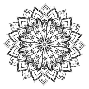circular modelo flor de mandala diseño con mano dibujado. único diseño con pétalo flor. vector mandala floral patrones con negro y blanco antecedentes.