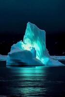 foto de luminiscente iceberg, increíble naturaleza. ai generativo