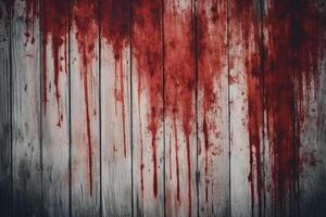 Horror wood blood stain background, grunge rough wooden plank wallpaper. photo
