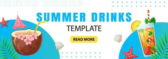 Creative summer sale banner in trendy colors with cocktails, summer drinks. Season promotion. Vector vertical template