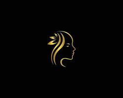 Woman Beauty Skin Leaf Logo Design. Cosmetic And Hair Salon Modern Linear Creative Vector Template.