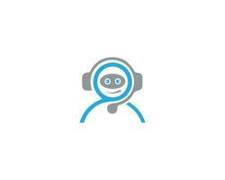 Robot Chat Bot Sign For Support Service Logo Design Concept. Chatbot Character Flat Style Vector Illustration.