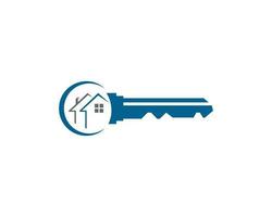 Abstract Key House Real Estate Logo. Key Home With Window Vector Template Design.