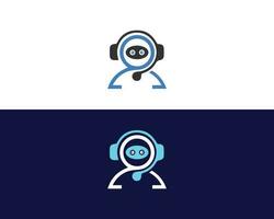 Robot And Bot Sign Logo Design. Chatbot Symbol Concept. Voice Support Service Bot. Online Support Bot. Modern Flat Style Cartoon Character Vector Illustration.