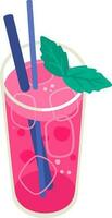 Fresh summer cocktail for beach party. Purple drink with ice cubes. vector