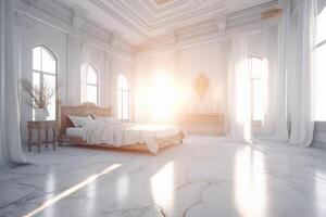 The holy light in white bedroom at the white morning. photo