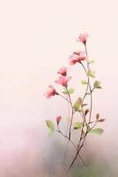 light pink background paper texture tiny petal flower painting in watercolor style. photo