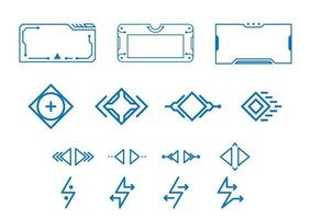 Set of sci fi ui hud web futuristic elements modern icons on the topic of data storage. Vector blue image.