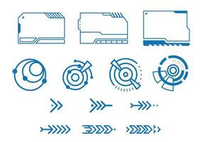 Set of sci fi ui hud web futuristic elements modern icons on the topic of data storage. Vector blue image.