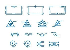 Set of sci fi ui hud web futuristic elements modern icons on the topic of data storage. Vector blue image.