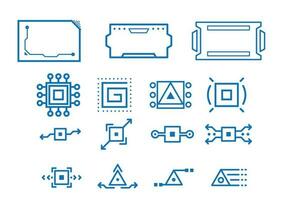 Set of sci fi ui hud web futuristic elements modern icons on the topic of data storage. Vector blue image.