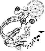 Dreamcatcher isolate vector.Amulet Dreamcatcher transform to the bird.Hand drawn and coloring book design. vector