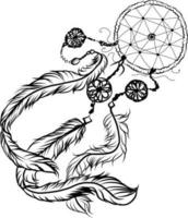 Dreamcatcher isolate vector.Amulet Dreamcatcher transform to the bird.Hand drawn and coloring book design. vector