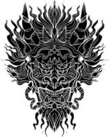 Hand drawn Face Dragon and Thai line art. Isolate on white and illustration dragon.dragon symbols, various geometric shapes. vector