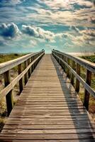 Boardwalk leading to the heaven, divine style, holy fantasy. photo