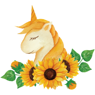 Sunflower Unicorn with Felt Eyes