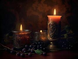 Candlelight, realistic photography background. photo