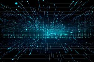 big data, internet network, digital technology with binary computer code on virtual screen, illustration. photo