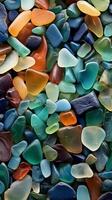 A collection of seaglass in different colors. photo