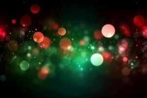 A blurred green light, white light, red light abstract background with bokeh glow, Illustration. photo