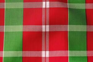 red fabric textile pattern, plaid background, linen cotton. photo