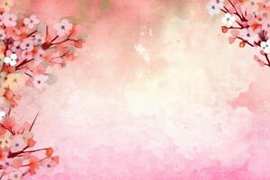 light pink background paper texture tiny petal flower painting in watercolor style. photo