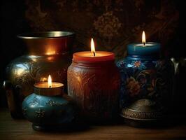 Candlelight, realistic photography background. photo