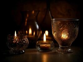 Candlelight, realistic photography background. photo