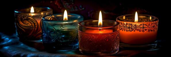 Candlelight, realistic photography background. photo