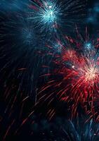 Blue, red, white, firework, Independence Day Abstract Poster background, copyspace. photo