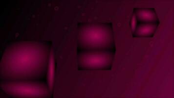 dark pink color 3d rotating cube background video