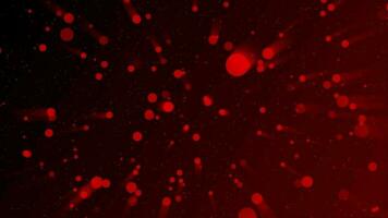 red particles with red light rays background video