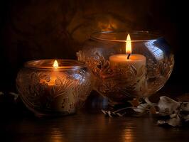 Candlelight, realistic photography background. photo