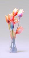 Glass texture, flower stems, petals, tulip flowers, white background, clean and transparent. photo