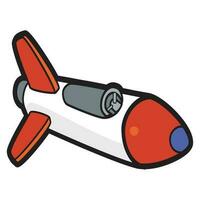 Vector flat illustration rocket cartoon isolated on white background