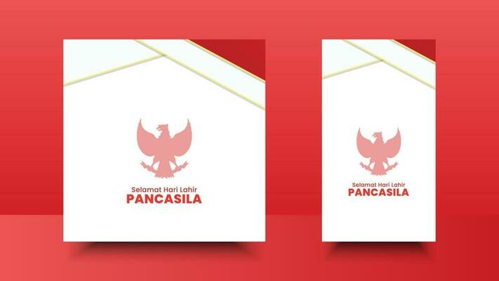 Happy Pancasila Day. Selamat Hari Lahir Pancasila means Happy Birthday Pancasila. Design abstract of social media and silhouette of Indonesian Garuda symbol
