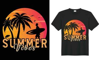 Summer T-shirt Design. Summer paradise,Surf Paradise,Break The Waves,Sea Beach,California Beach, Santa Monica Beach with palm trees silhouettes, typography, print, vector illustration.Global swatches.