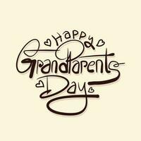 Happy grandparents day script lettering vector illustration. Grandparents holiday celebrating greeting card. Hand drawn text to wishing old people.