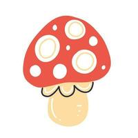 Fly agaric in a flat style isolated on a white background. Vector illustration.