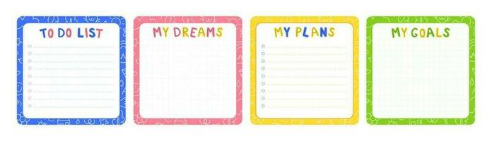 Paper children's notebook design. Ready-made design of multi-colored notebook pages template. vector