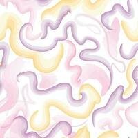 Abstract wavy lines seamless pattern. Spring organic texture with flowing wavy shapes. Beautiful watercolored background vector