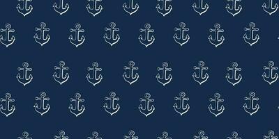 Anchor seamless darkblue pattern. Repeating symbol boat or ship anchor pattern on blue background. Repeated nautical design for prints, design, background, textile. vector