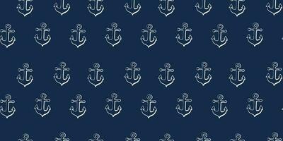 Anchor seamless darkblue pattern. Repeating symbol boat or ship anchor pattern on blue background. Repeated nautical design for prints, design, background, textile. vector