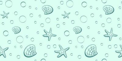 Seamless pattern with shells. Vector illustration. Sea clums seamless pattern. Tropical underwater world.